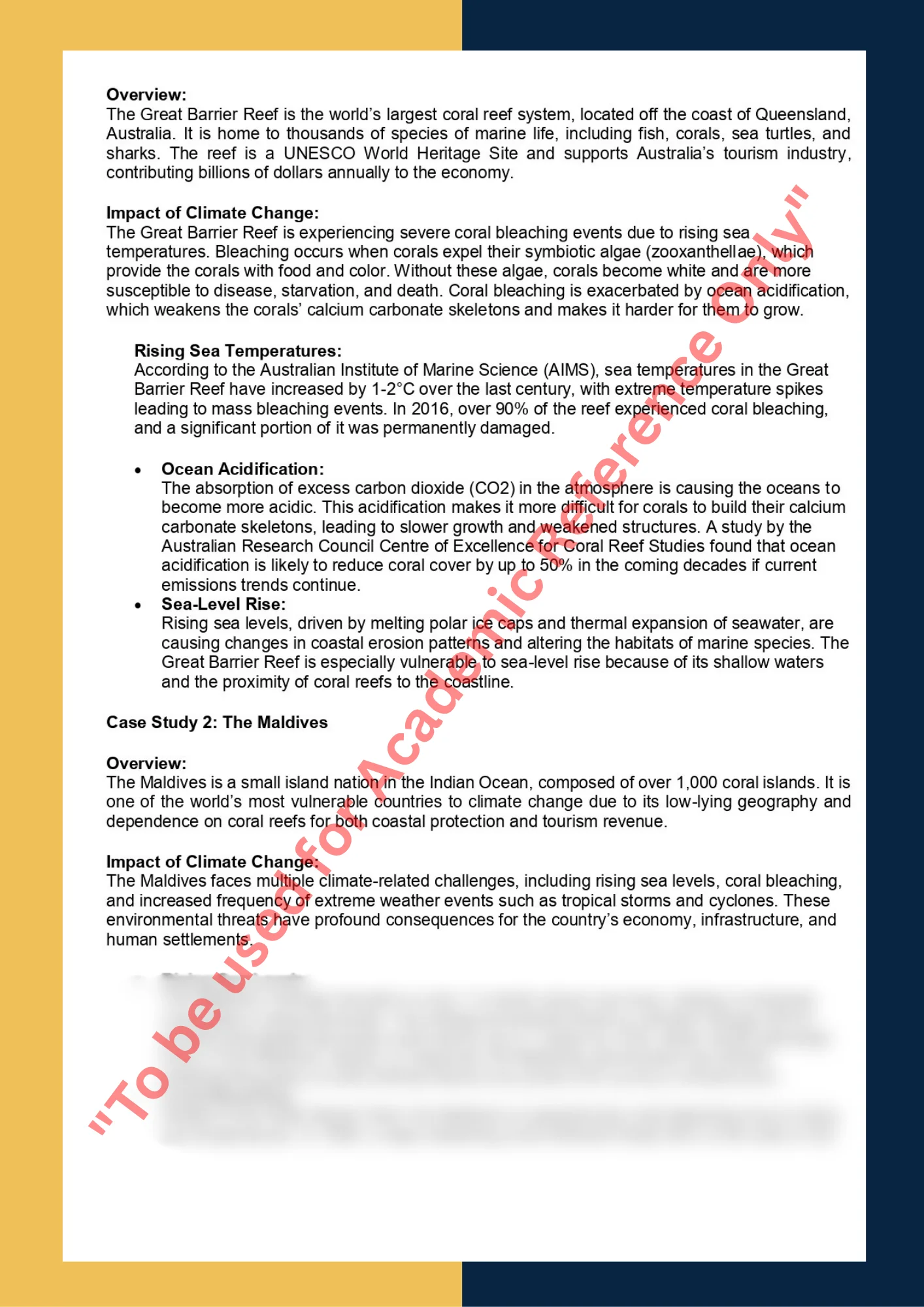 Case Study sample solution of ENVS101 - Environmental Science 1